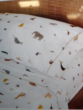 New!Y2K Gathre Cotton Sheet Set Country Animal Print Cottagecore Shabby Chic